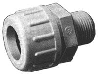 Photo of a threaded bulkhead adapter with internal sealing grommet